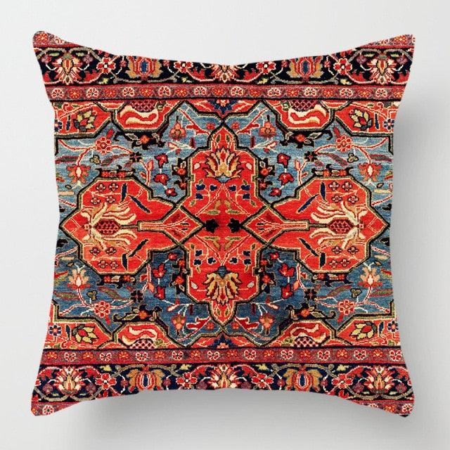 Pillowcase Cover Linen Carpet Painting Abstract Dark Red And Yellow Vintage Carpet Pattern Decorative Pillow Cases For Sofa Bedroom Home Decor Pillow Cases 45x45CM