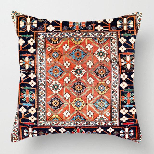 Pillowcase Cover Linen Carpet Painting Abstract Dark Red And Yellow Vintage Carpet Pattern Decorative Pillow Cases For Sofa Bedroom Home Decor Pillow Cases 45x45CM