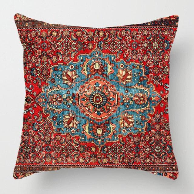 Pillowcase Cover Linen Carpet Painting Abstract Dark Red And Yellow Vintage Carpet Pattern Decorative Pillow Cases For Sofa Bedroom Home Decor Pillow Cases 45x45CM