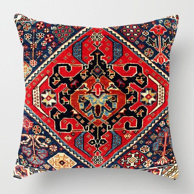 Pillowcase Cover Linen Carpet Painting Abstract Dark Red And Yellow Vintage Carpet Pattern Decorative Pillow Cases For Sofa Bedroom Home Decor Pillow Cases 45x45CM