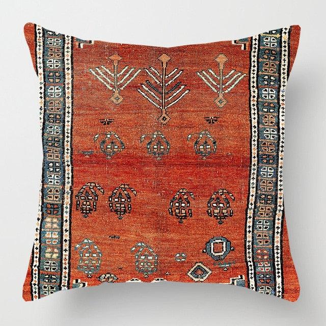 Pillowcase Cover Linen Carpet Painting Abstract Dark Red And Yellow Vintage Carpet Pattern Decorative Pillow Cases For Sofa Bedroom Home Decor Pillow Cases 45x45CM