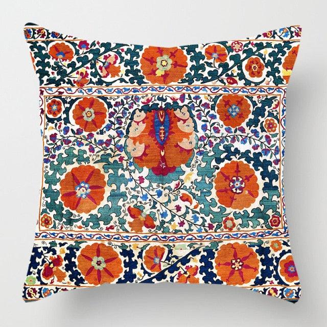 Pillowcase Cover Linen Carpet Painting Abstract Dark Red And Yellow Vintage Carpet Pattern Decorative Pillow Cases For Sofa Bedroom Home Decor Pillow Cases 45x45CM