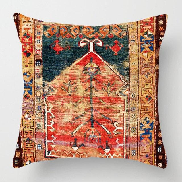 Pillowcase Cover Linen Carpet Painting Abstract Dark Red And Yellow Vintage Carpet Pattern Decorative Pillow Cases For Sofa Bedroom Home Decor Pillow Cases 45x45CM