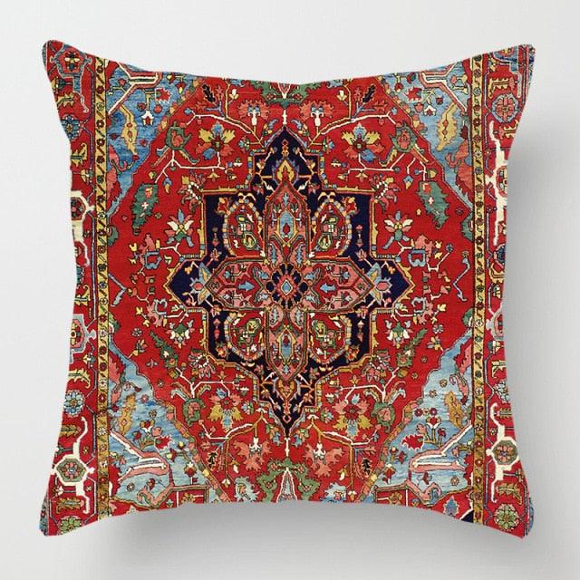 Pillowcase Cover Linen Carpet Painting Abstract Dark Red And Yellow Vintage Carpet Pattern Decorative Pillow Cases For Sofa Bedroom Home Decor Pillow Cases 45x45CM
