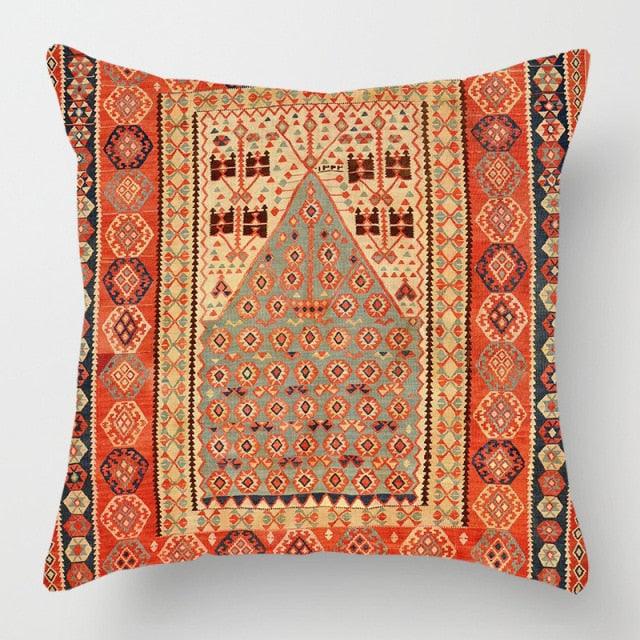 Pillowcase Cover Linen Carpet Painting Abstract Dark Red And Yellow Vintage Carpet Pattern Decorative Pillow Cases For Sofa Bedroom Home Decor Pillow Cases 45x45CM