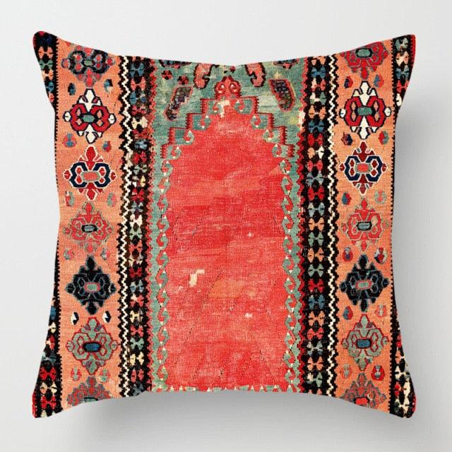 Pillowcase Cover Linen Carpet Painting Abstract Dark Red And Yellow Vintage Carpet Pattern Decorative Pillow Cases For Sofa Bedroom Home Decor Pillow Cases 45x45CM