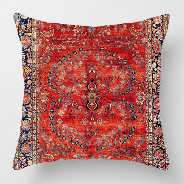 Pillowcase Cover Linen Carpet Painting Abstract Dark Red And Yellow Vintage Carpet Pattern Decorative Pillow Cases For Sofa Bedroom Home Decor Pillow Cases 45x45CM