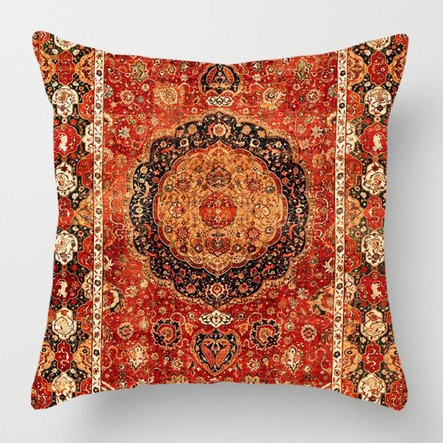 Pillowcase Cover Linen Carpet Painting Abstract Dark Red And Yellow Vintage Carpet Pattern Decorative Pillow Cases For Sofa Bedroom Home Decor Pillow Cases 45x45CM