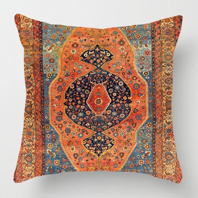 Pillowcase Cover Linen Carpet Painting Abstract Dark Red And Yellow Vintage Carpet Pattern Decorative Pillow Cases For Sofa Bedroom Home Decor Pillow Cases 45x45CM