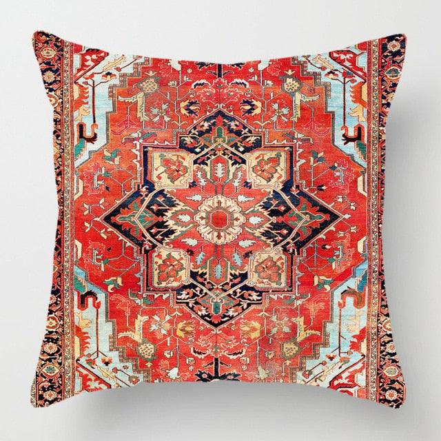 Pillowcase Cover Linen Carpet Painting Abstract Dark Red And Yellow Vintage Carpet Pattern Decorative Pillow Cases For Sofa Bedroom Home Decor Pillow Cases 45x45CM