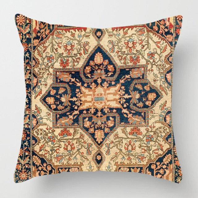 Pillowcase Cover Linen Carpet Painting Abstract Dark Red And Yellow Vintage Carpet Pattern Decorative Pillow Cases For Sofa Bedroom Home Decor Pillow Cases 45x45CM