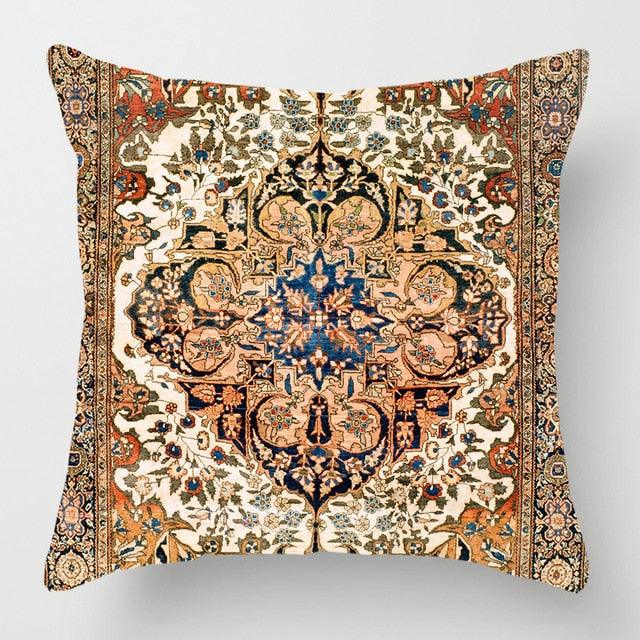 Pillowcase Cover Linen Carpet Painting Abstract Dark Red And Yellow Vintage Carpet Pattern Decorative Pillow Cases For Sofa Bedroom Home Decor Pillow Cases 45x45CM