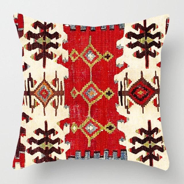 Pillowcase Cover Linen Carpet Painting Abstract Dark Red And Yellow Vintage Carpet Pattern Decorative Pillow Cases For Sofa Bedroom Home Decor Pillow Cases 45x45CM