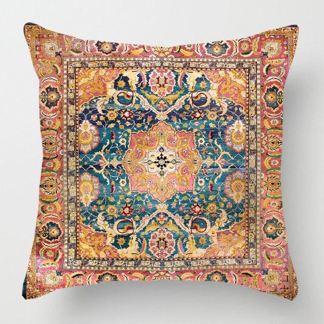 Pillowcase Cover Linen Carpet Painting Abstract Dark Red And Yellow Vintage Carpet Pattern Decorative Pillow Cases For Sofa Bedroom Home Decor Pillow Cases 45x45CM