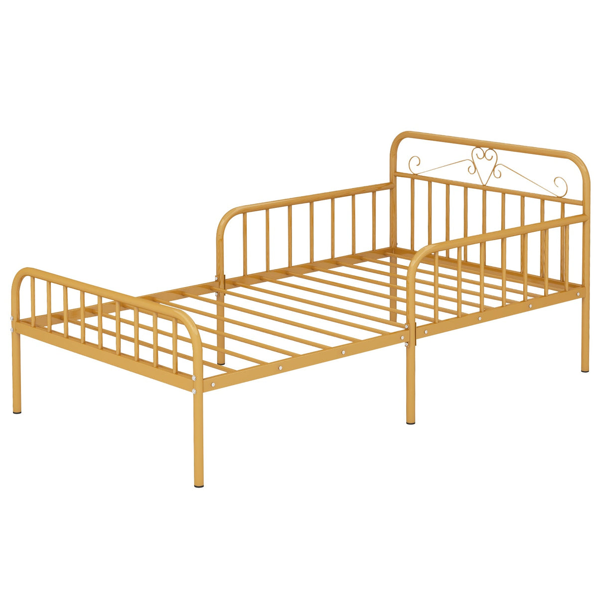 Twin Size Bed Frame with Headboard and Safety Side Guardrails